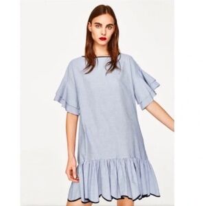 Zara Stripes Ruffle Hem Dress-Size X-Small